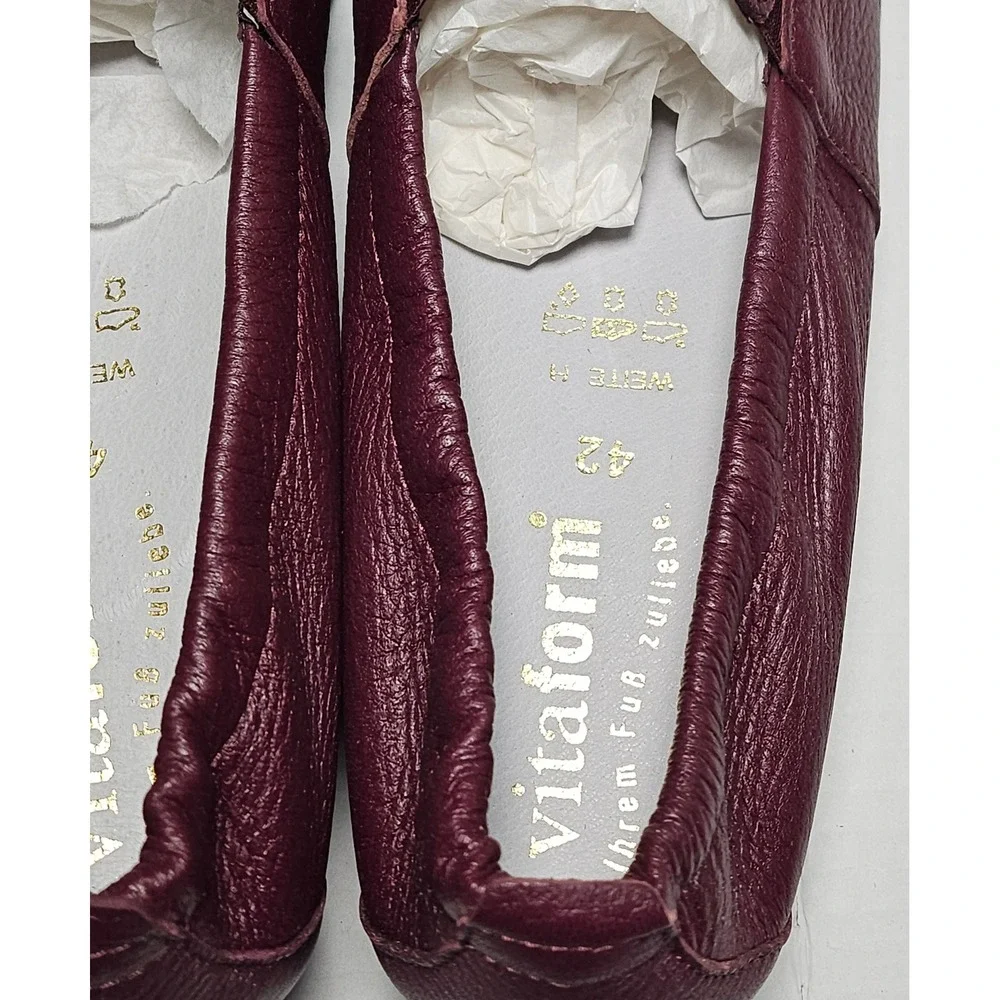 Vitaform Plum Red Leather Loafer Flats Bow Comfort Shoes Womens‎ EU 42/US 12